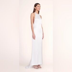 Staud Janet Open-Back Satin Maxi Dress + Veil